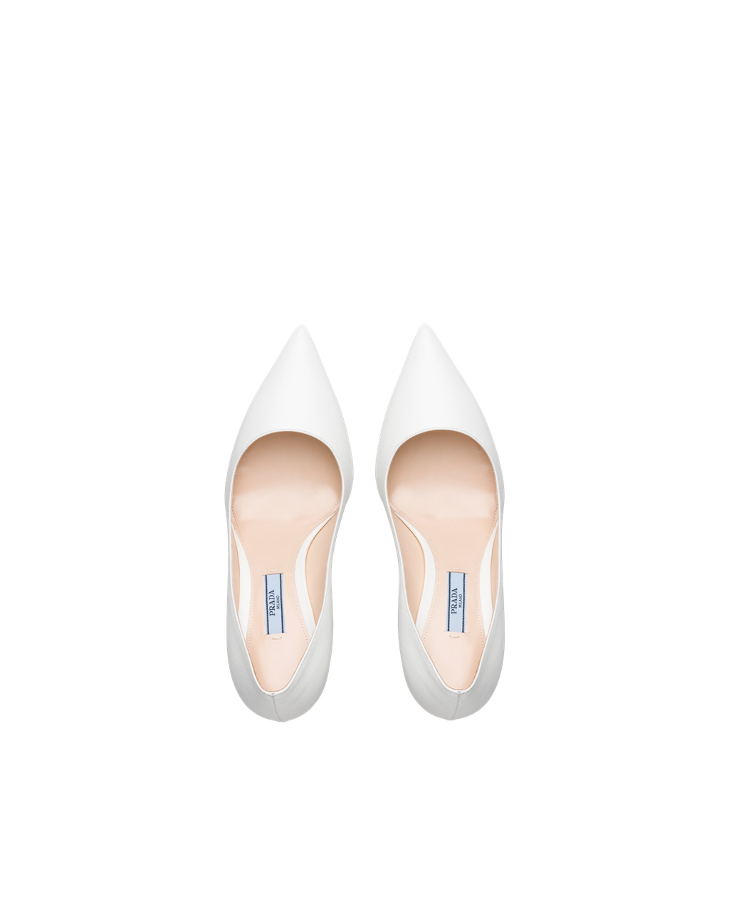 Prada Saffiano Textured Lakovane Kozene Pumps Biele | TMWFXP149