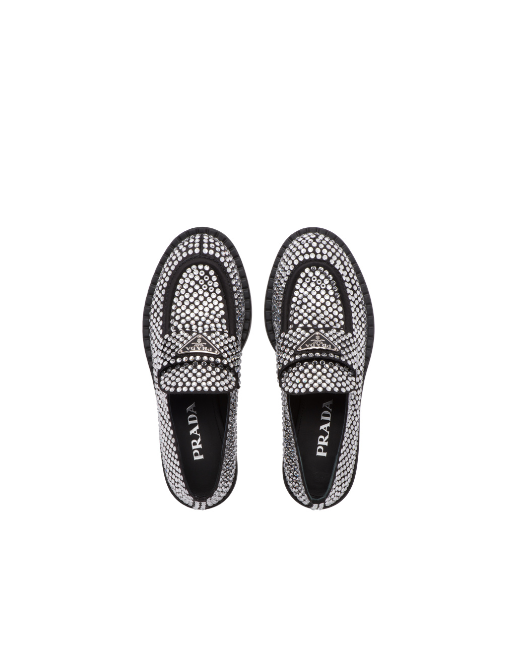 Prada Satin Loafers With Crystals Crystal | CDQBPZ198