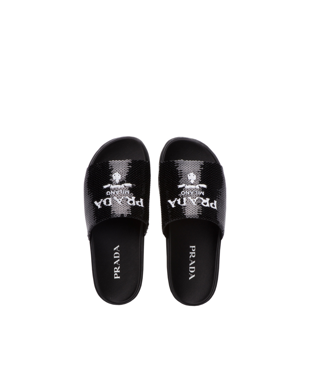 Prada Sequin Slides Čierne Biele | ZLBWDH531