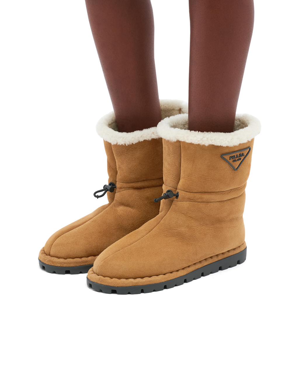 Prada Shearling Booties Cognac | WVEPZM706