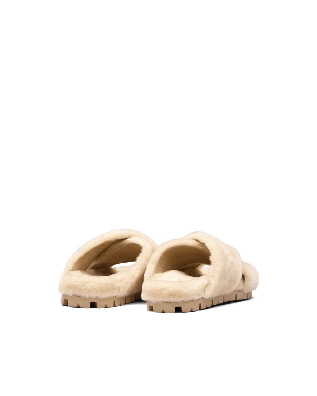 Prada Shearling Sandals Ecru | RQUXTG598