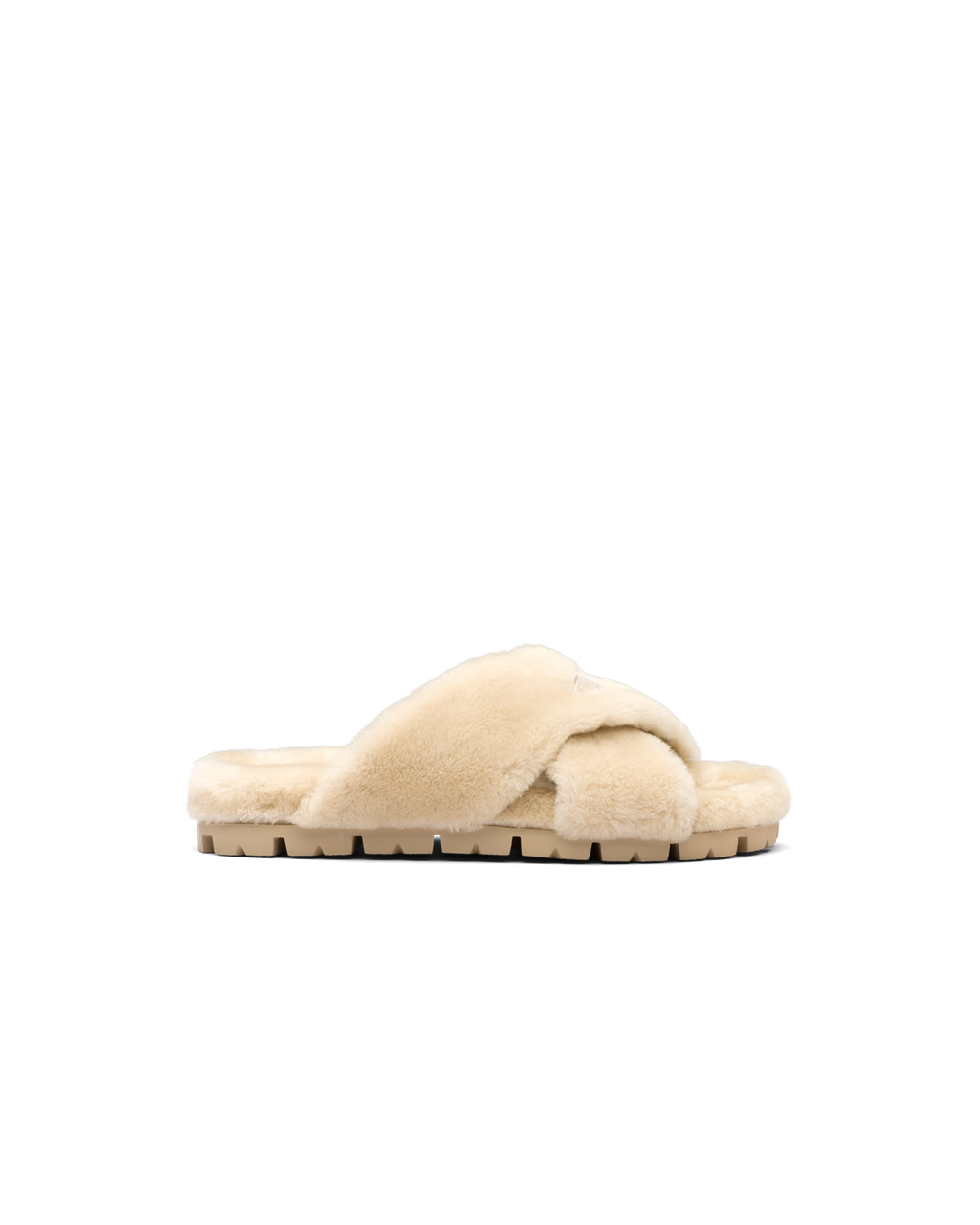 Prada Shearling Sandals Ecru | RQUXTG598