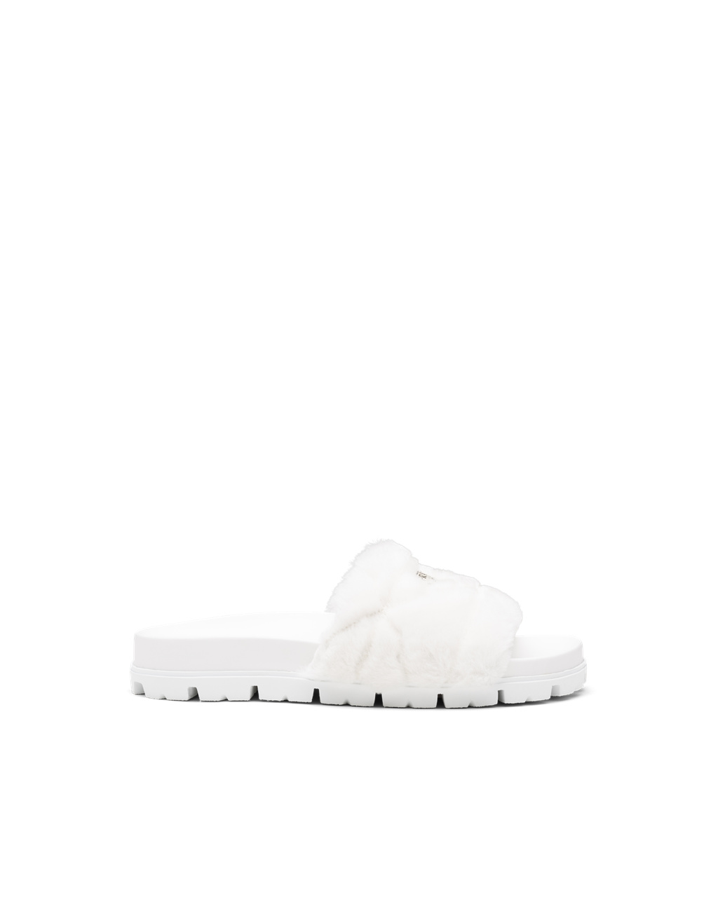 Prada Shearling Slides Biele | WSFEGC817