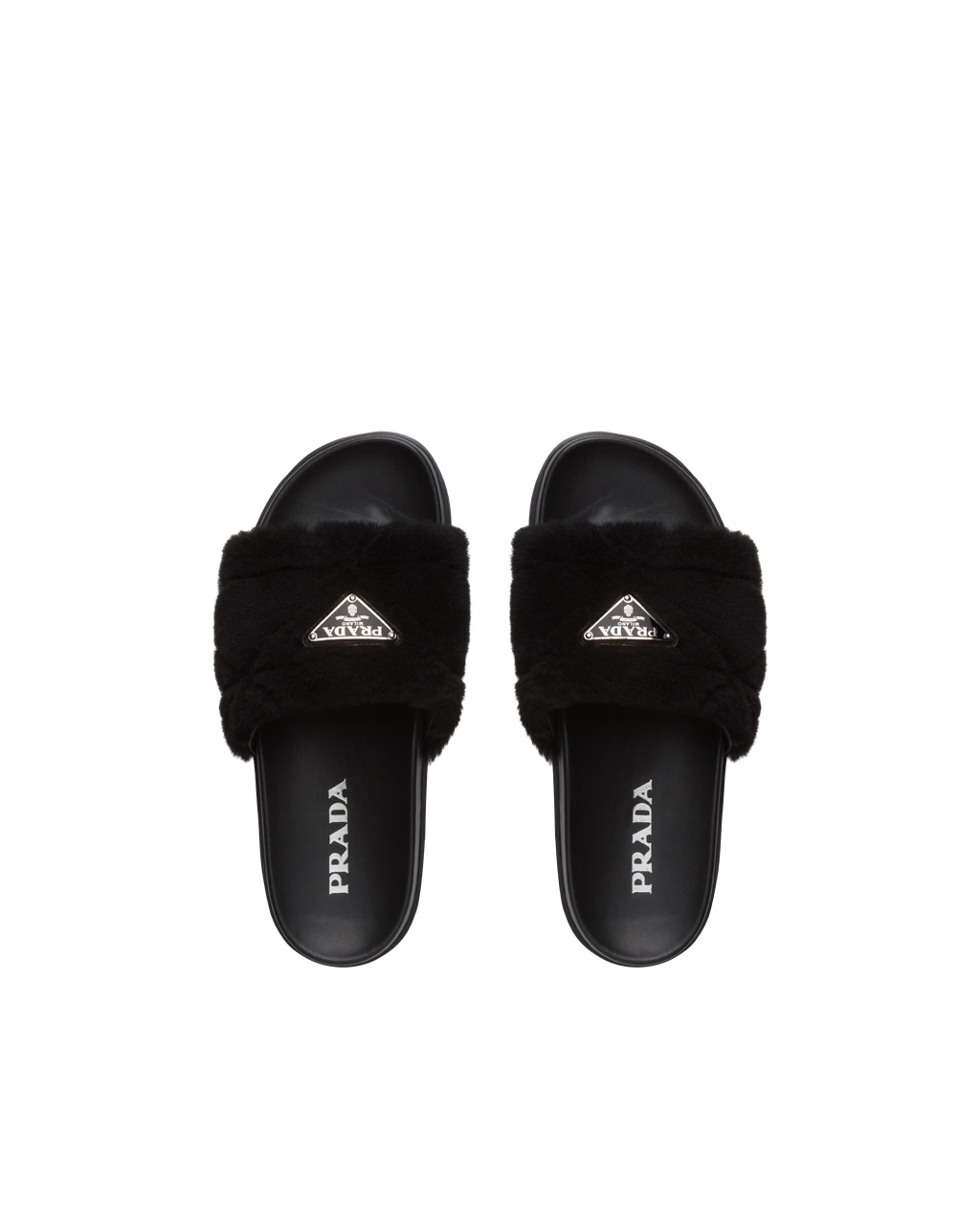 Prada Shearling Slides Čierne | RCZSUL821