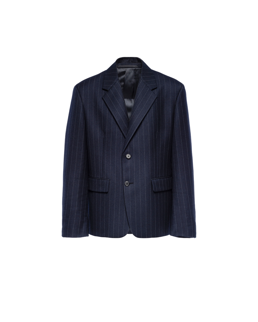 Prada Single-breasted Pinstriped Wool Jacket Námornícka Modrá | HJTFYS037