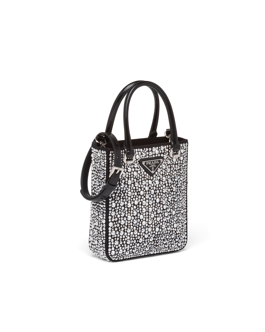 Prada Small Crystal-studded Satin Tote Bag Metal | HBVAIQ045