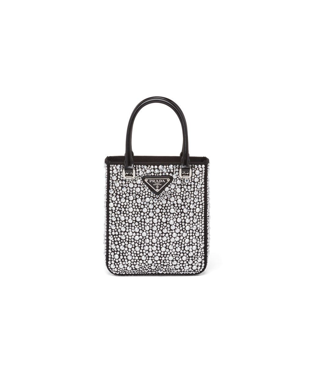 Prada Small Crystal-studded Satin Tote Bag Metal | HBVAIQ045