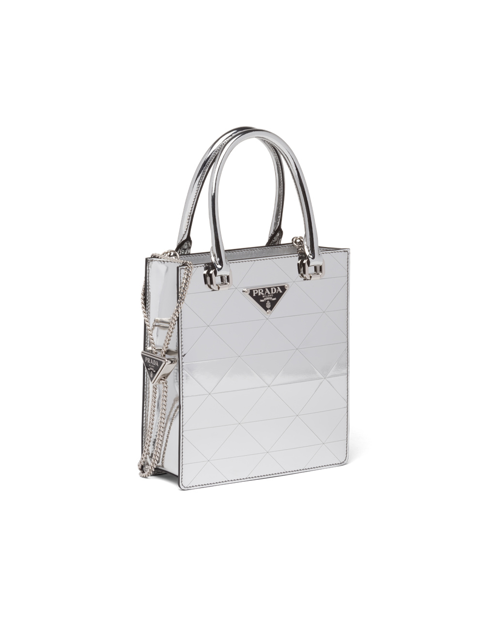 Prada Small Metallic Kozene Tote Bag Strieborne | EYRVPC068