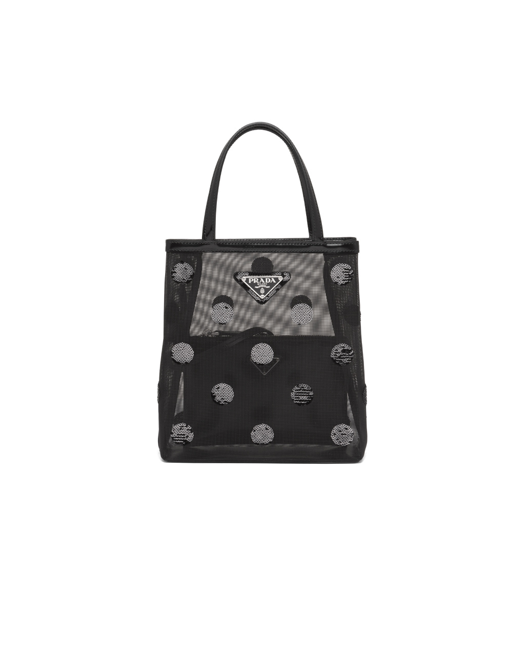 Prada Small Polka-dot Mesh Tote Bag Čierne | PANRYW495