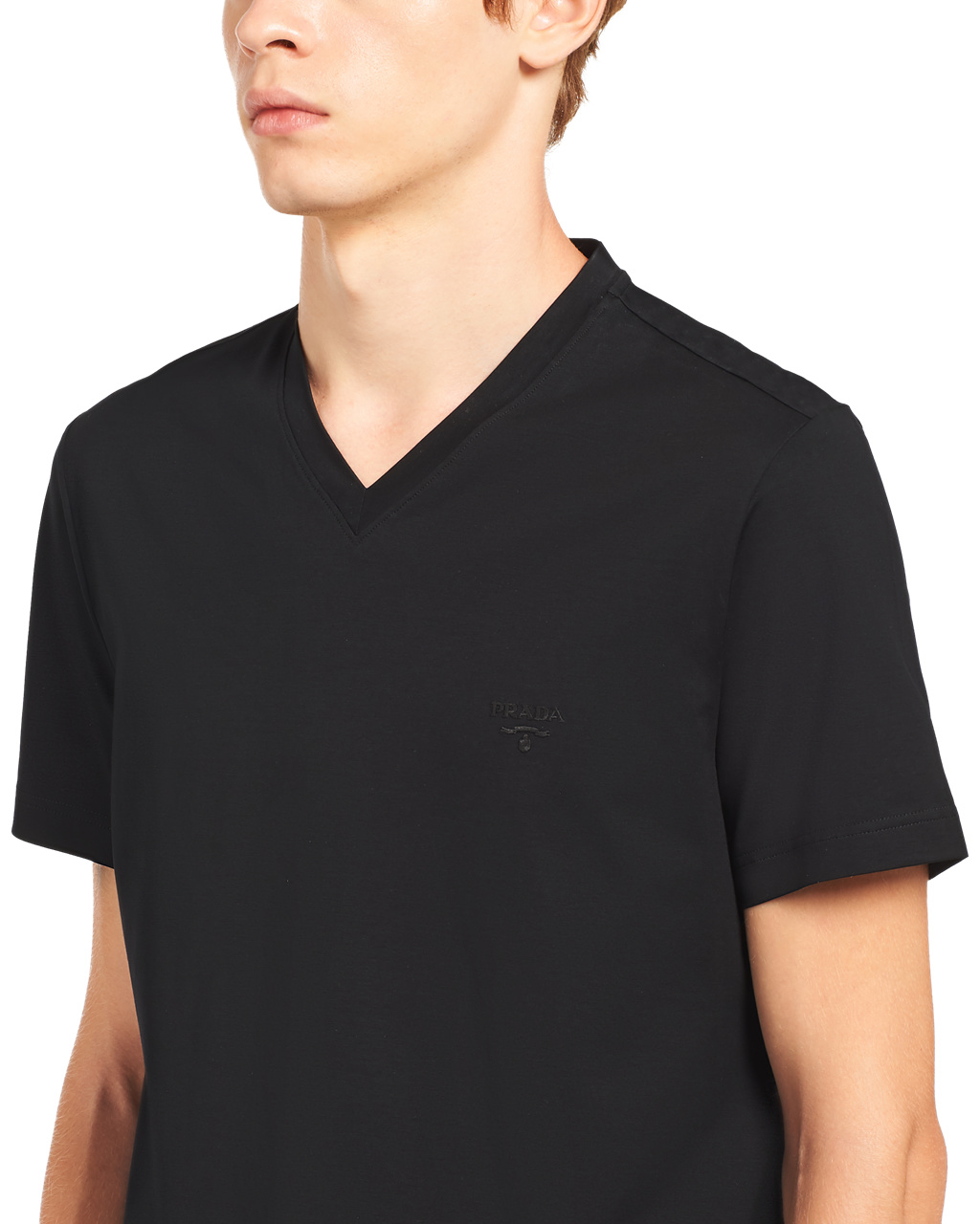 Prada Stretch Bavlnene T-shirt Čierne | FRWPGE352