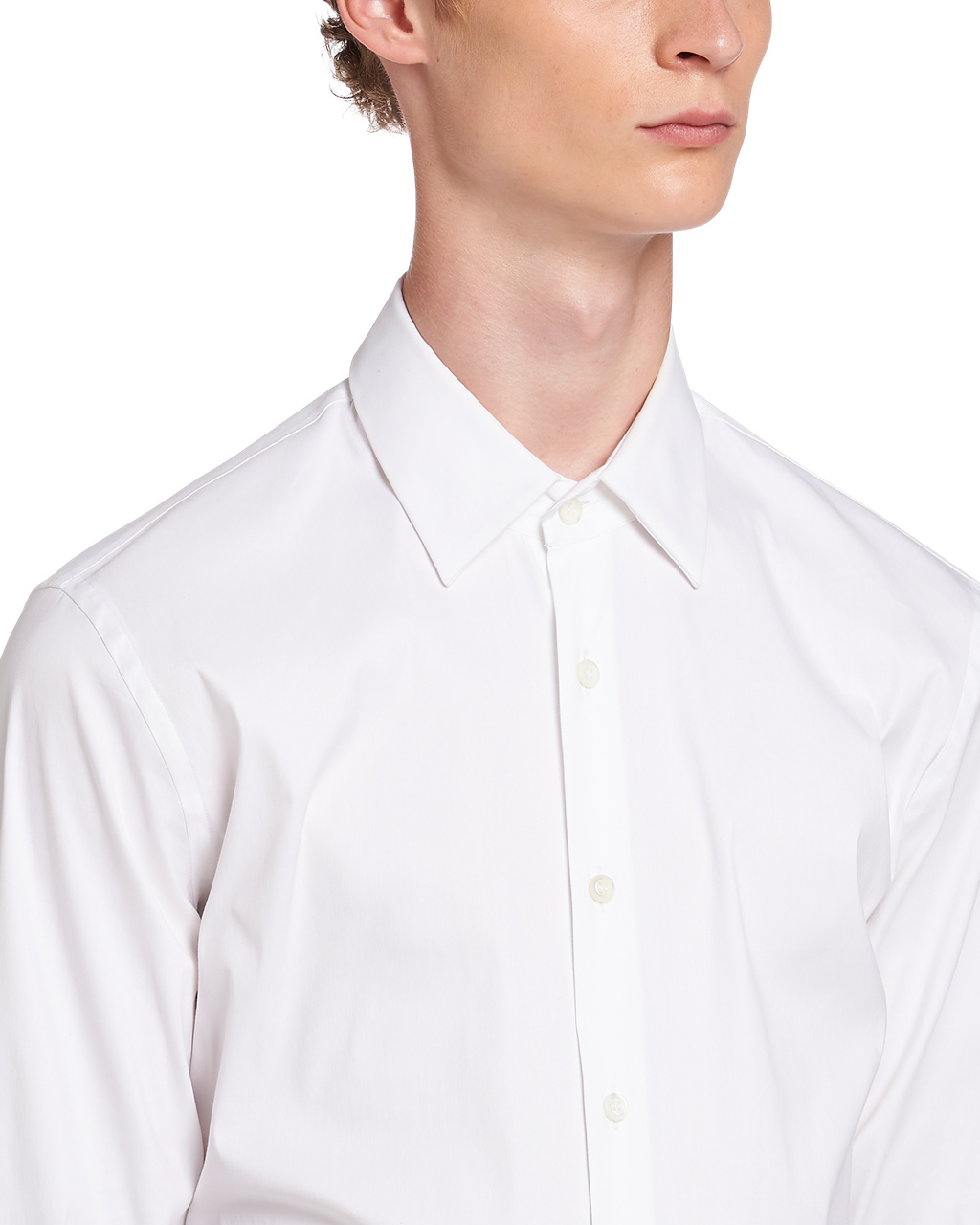 Prada Stretch Poplin Shirt Biele | YEJKOW063