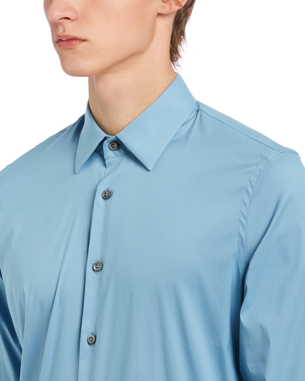 Prada Stretch Poplin Shirt Celeste | QCUSPT096