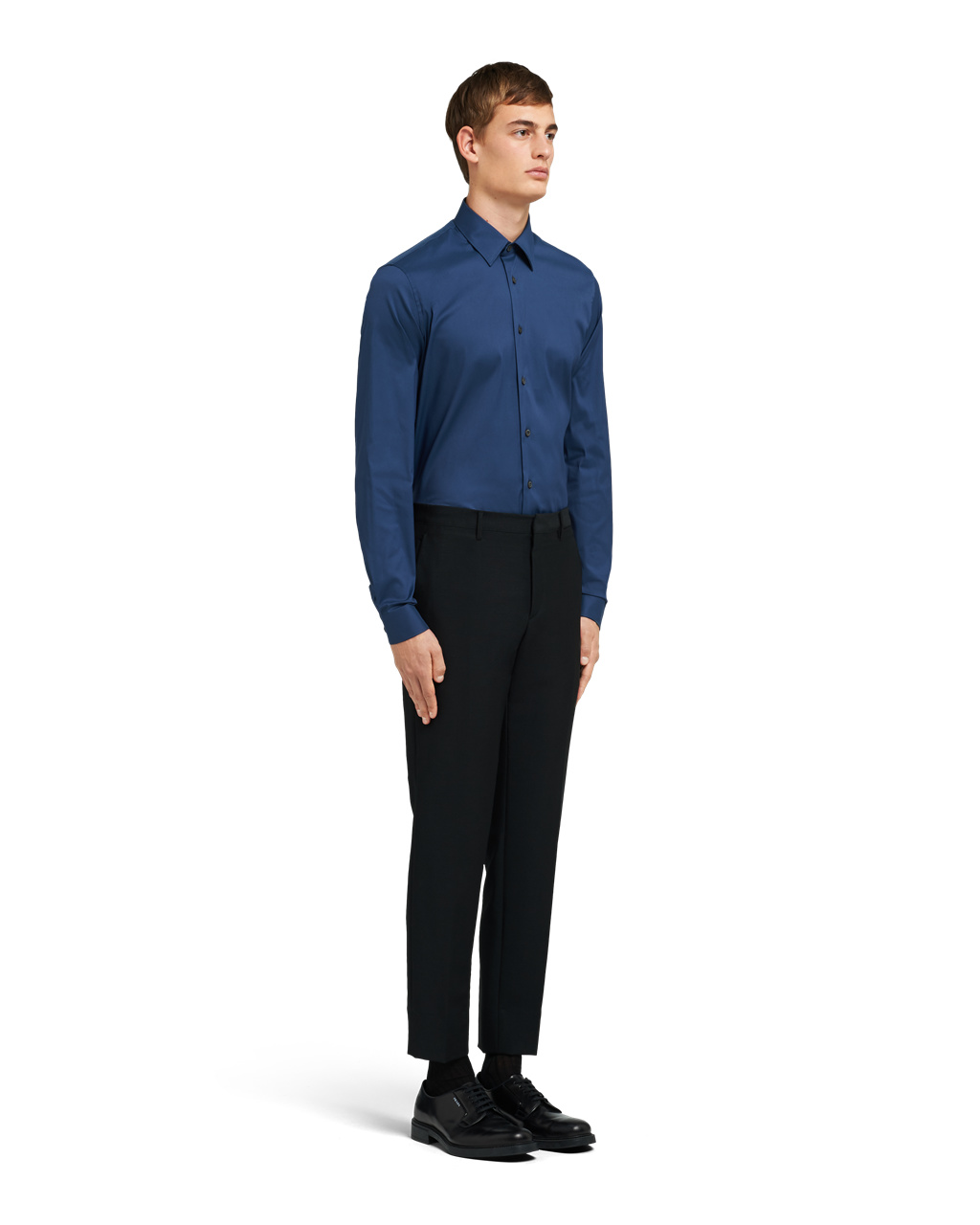 Prada Stretch Poplin Shirt Modre | IWLBMQ347