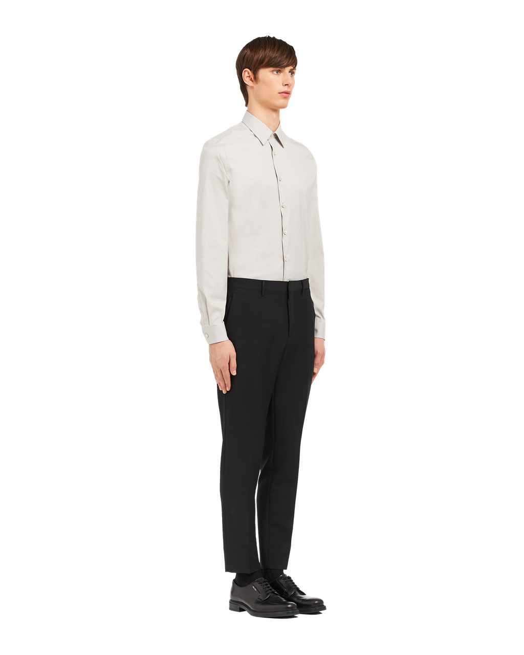 Prada Stretch Poplin Shirt Pearl Gray | JKTLPY173