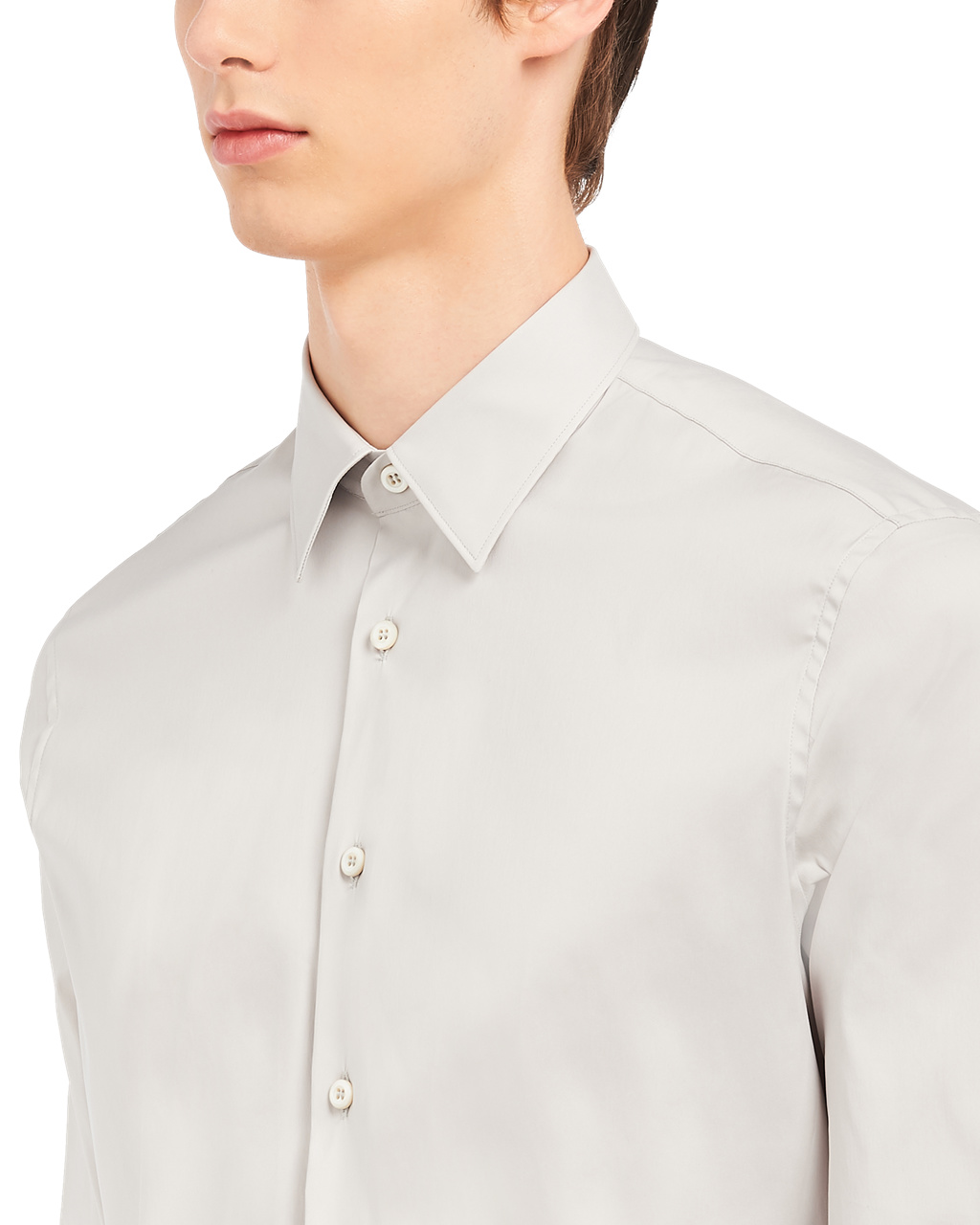 Prada Stretch Poplin Shirt Pearl Gray | JKTLPY173