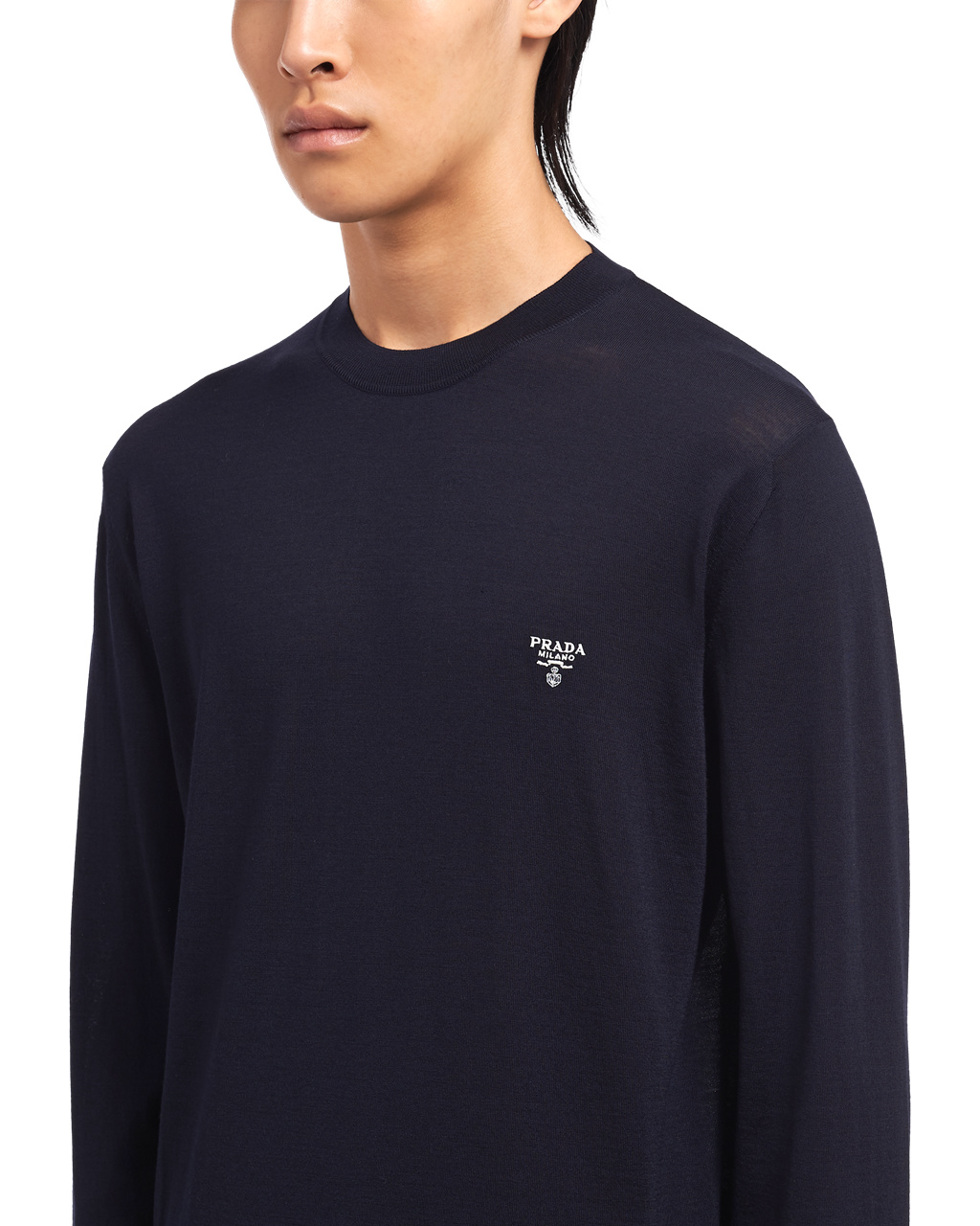 Prada Superfine Wool Crew-neck Svetrove Saty Námornícka Modrá | SJACFY721