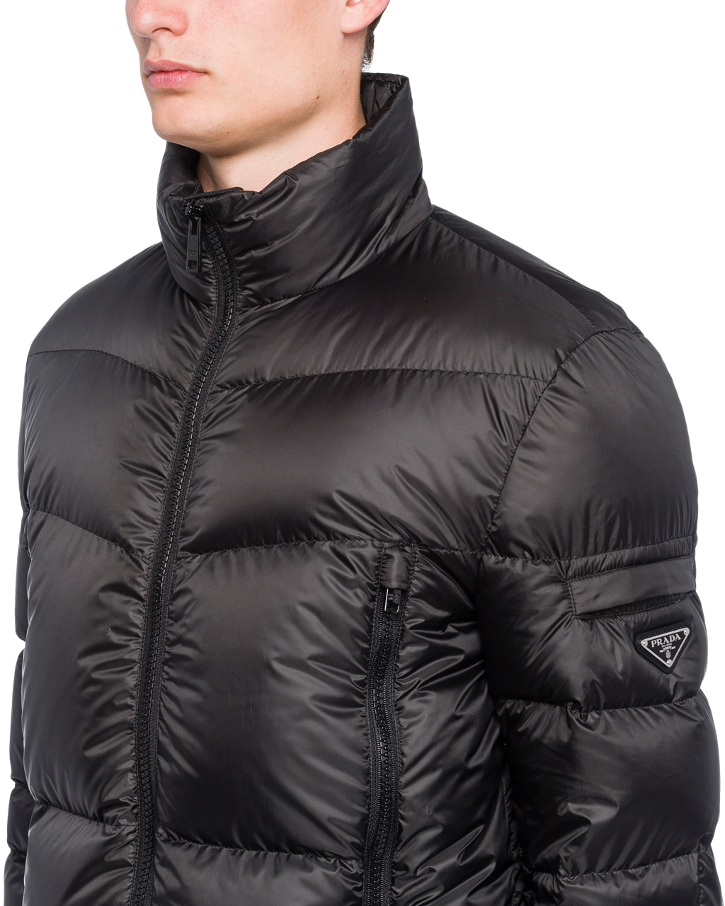 Prada Technical Eggshell Fabric Puffer Jacket Čierne | BLMITU716