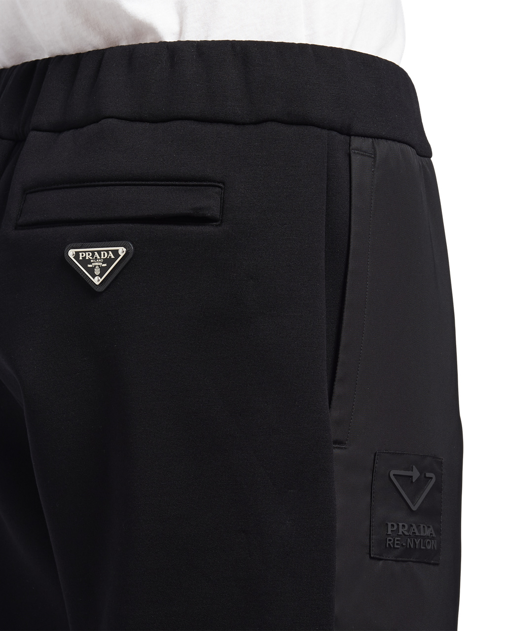 Prada Technical Fleece Trousers With Nylon Details Čierne Čierne | WMYHKQ706