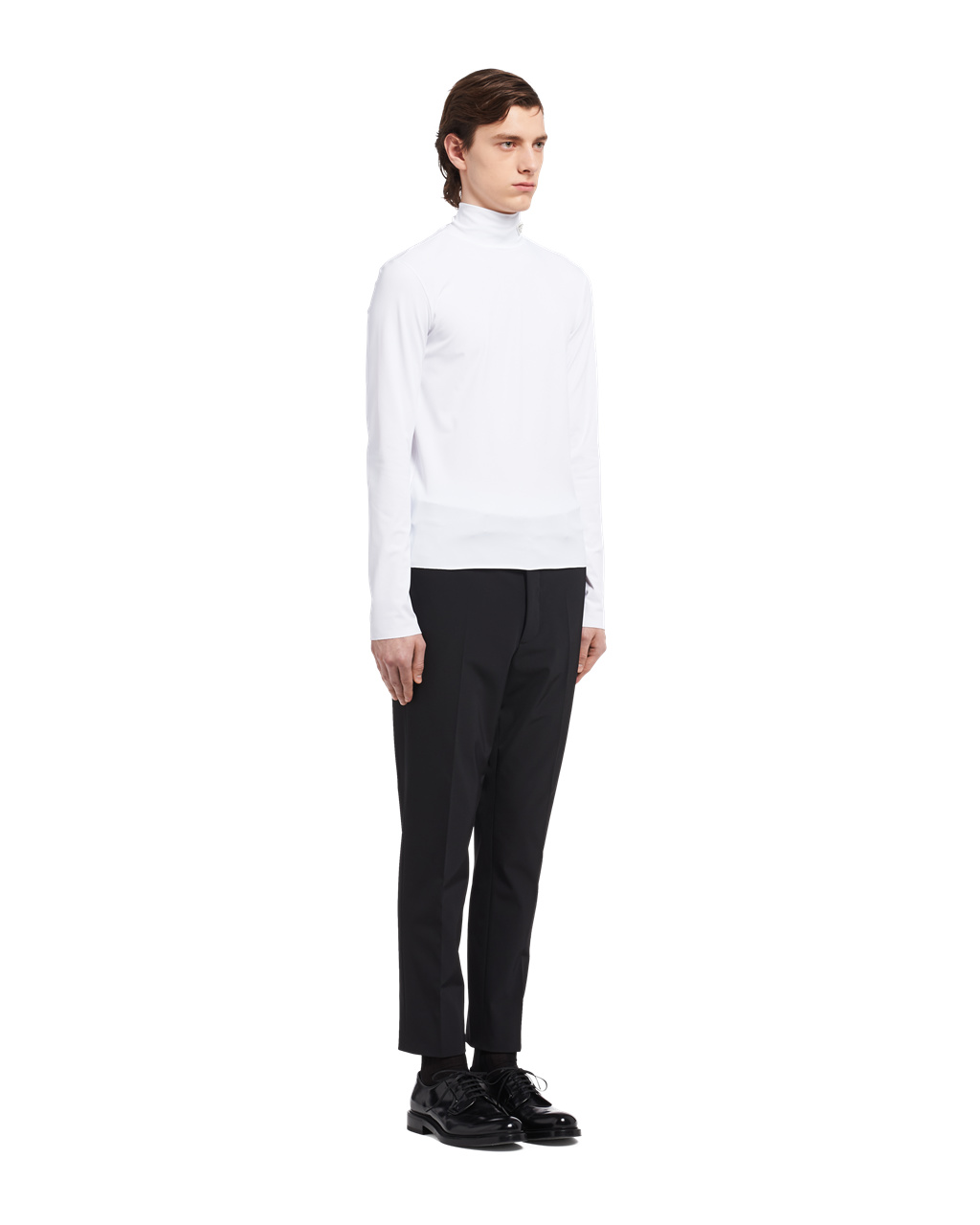 Prada Technical Jersey Mock Turtleneck Biele | HSCNRX921