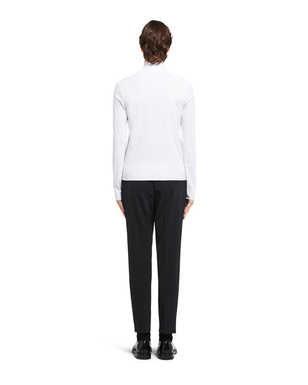 Prada Technical Jersey Mock Turtleneck Biele | HSCNRX921