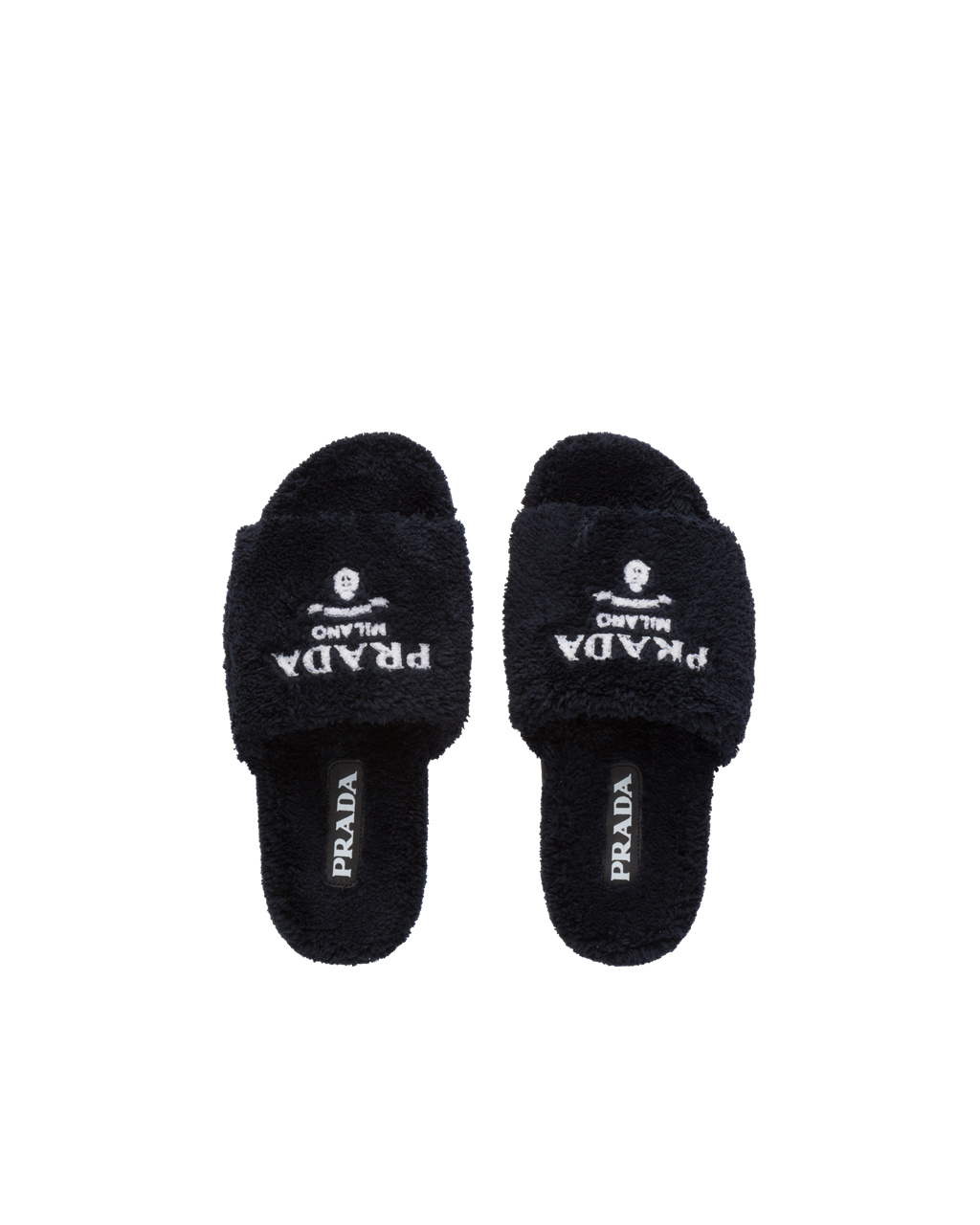 Prada Terry Cloth Slides Čierne Biele | KXJNDA957