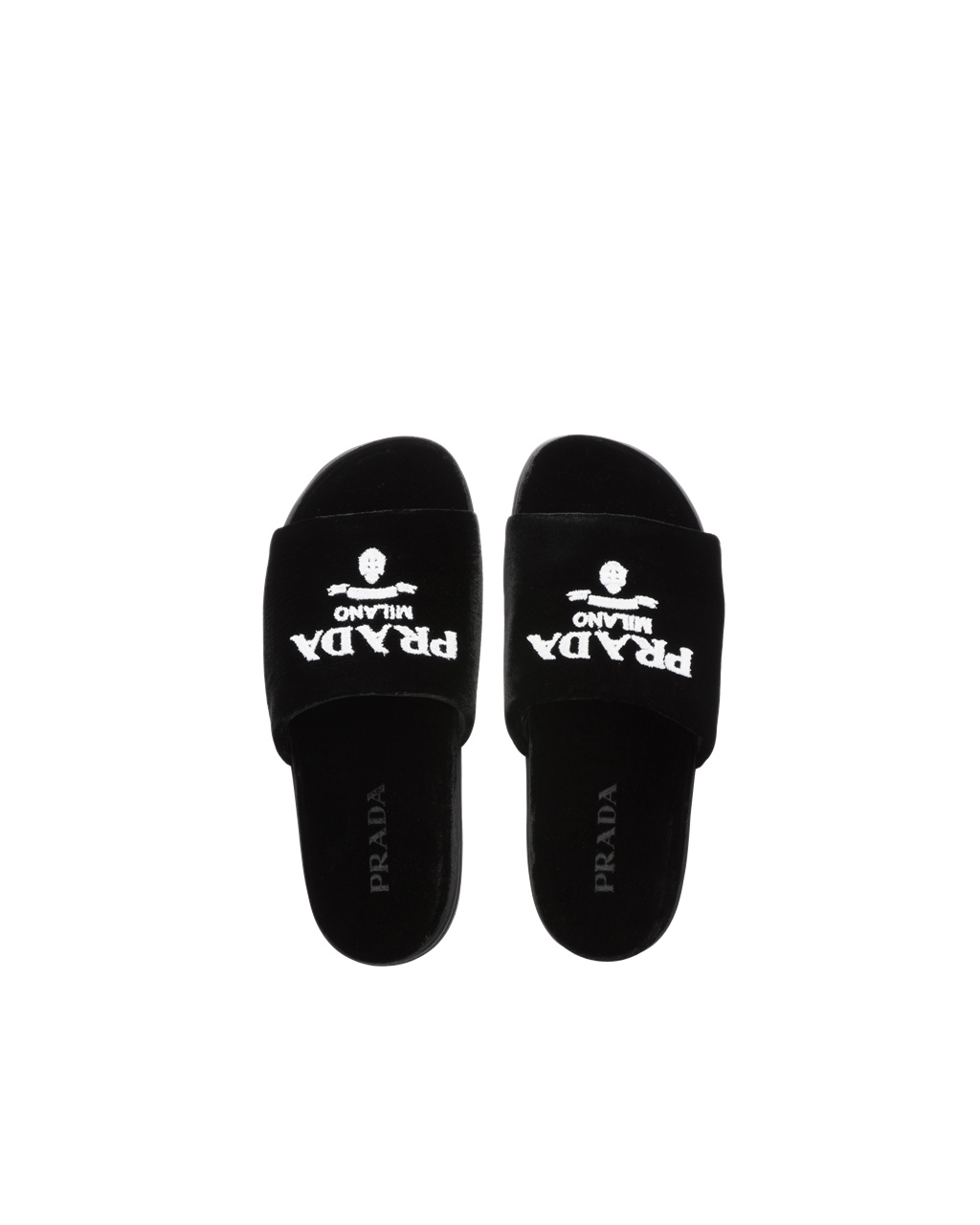 Prada Velvet Slides Čierne | NPKHQM384