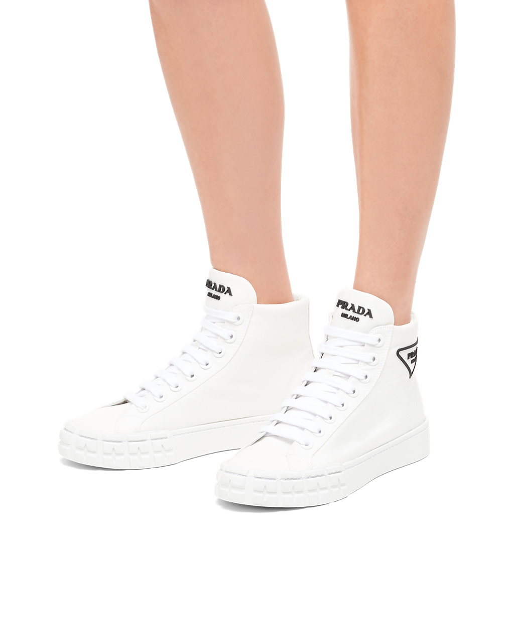 Prada Wheel Re-nylon Gabardine Sneakers Biele | UHZQTI610