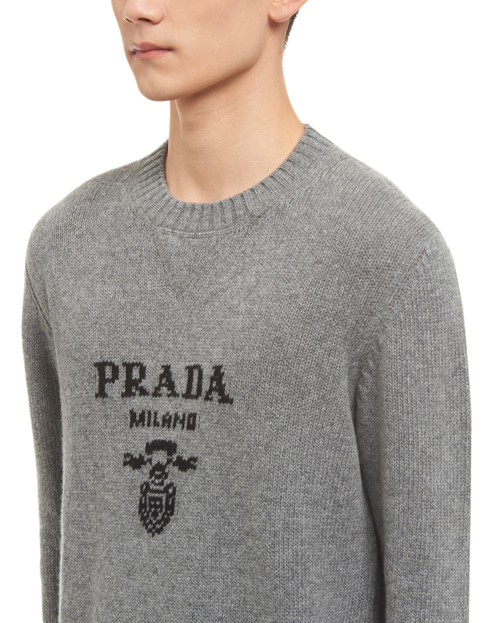 Prada Wool And Cashmere Crew-neck Svetrove Saty Siva | AJRKET640