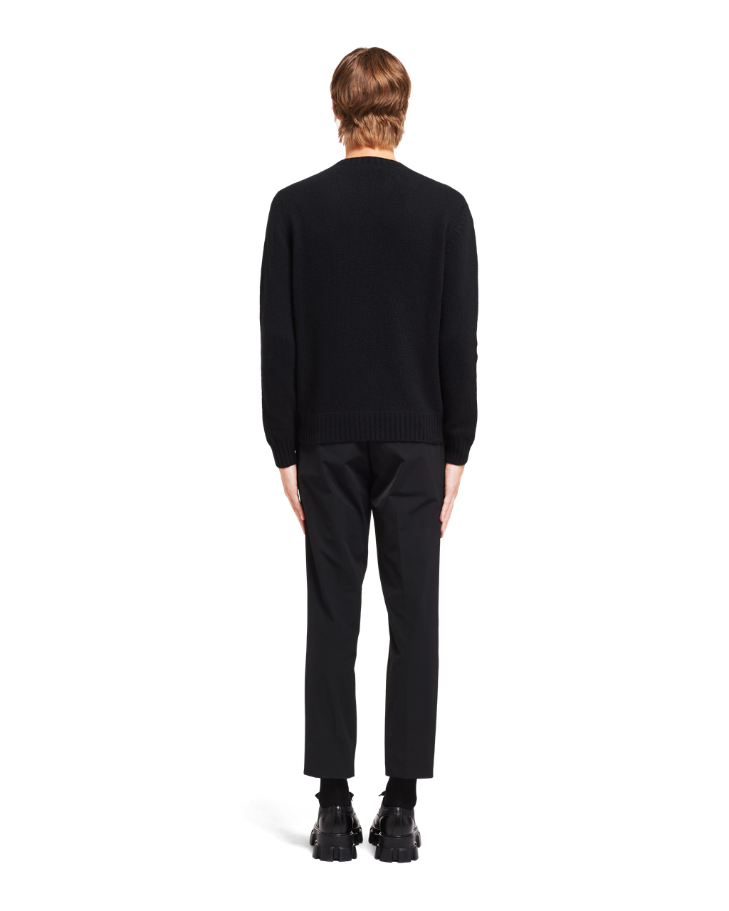 Prada Wool And Cashmere Crew-neck Svetrove Saty Čierne | MVOXPN410