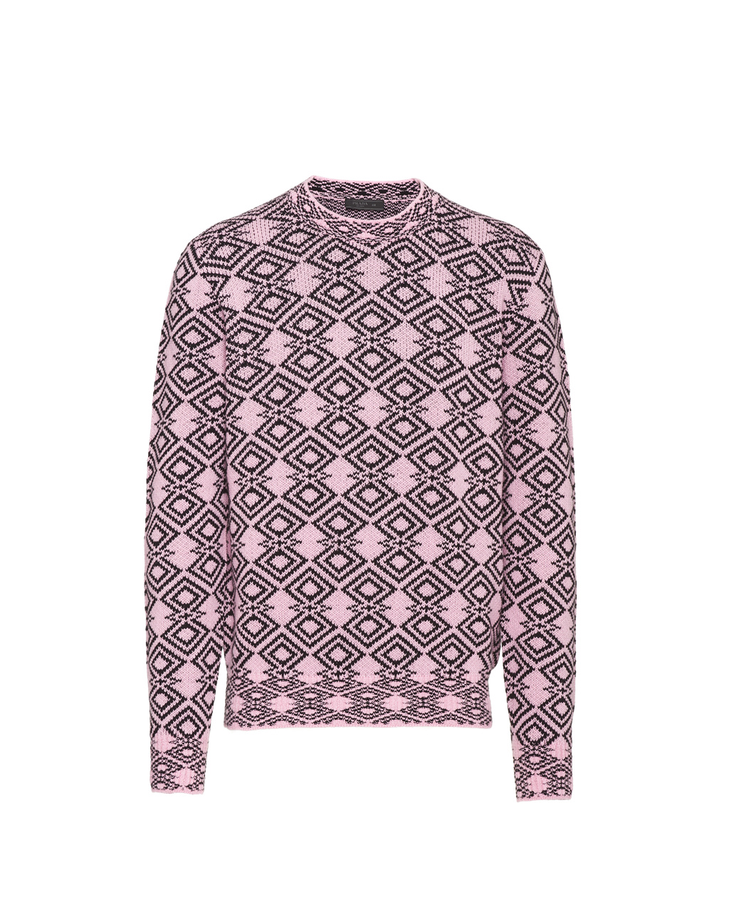 Prada Wool And Cashmere Jacquard Crew-neck Svetrove Saty Ruzove Čierne | GIOFKX829