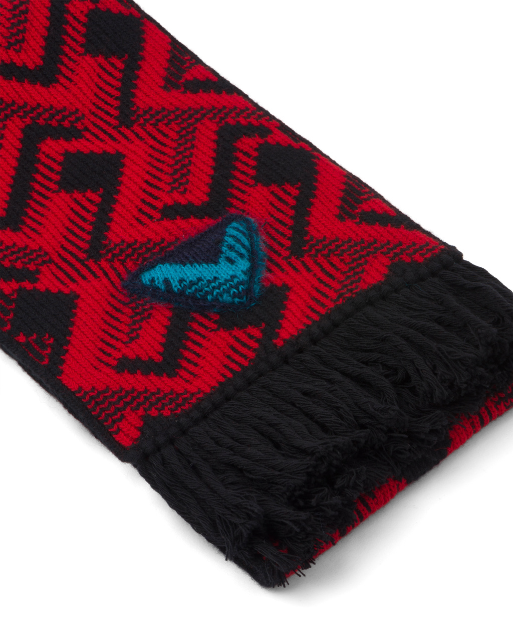 Prada Wool And Cashmere Jacquard Scarf Čierne Červené | VYRWQK938