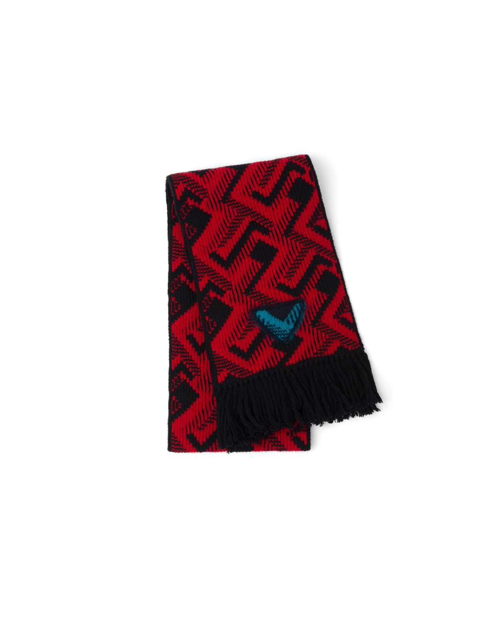 Prada Wool And Cashmere Jacquard Scarf Čierne Červené | VYRWQK938