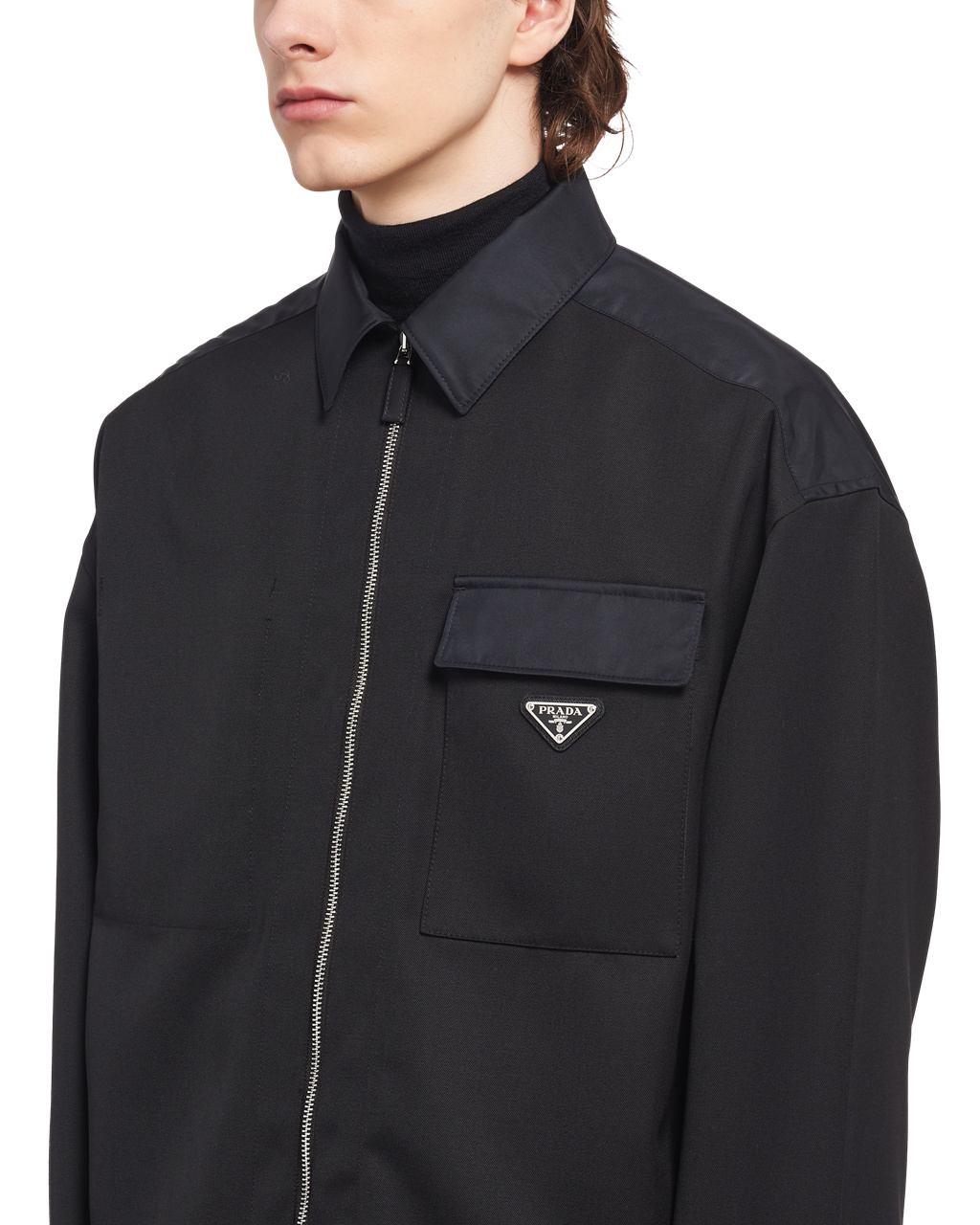 Prada Wool And Re-nylon Shirt Čierne | MWEKPT836