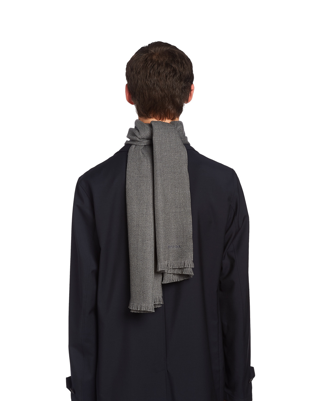 Prada Wool Twill Scarf Slate Gray | QMVYTL135