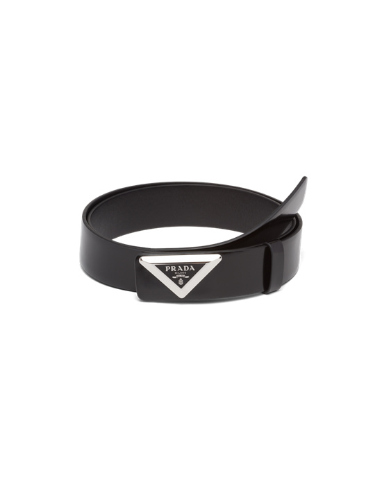 Prada Brushed Kozene Belt Čierne | VPWFUJ426