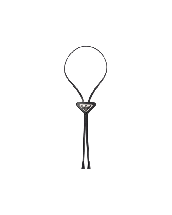 Prada Brushed Kozene Bolo Tie Čierne | DYTMPI078