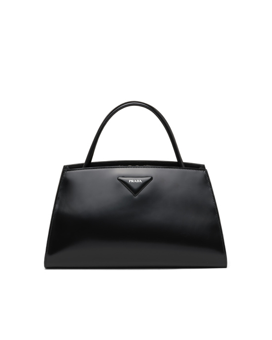 Prada Brushed Kozene Handbag Čierne | YQFHPZ250