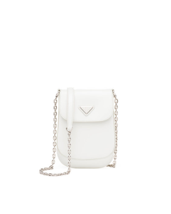 Prada Brushed Kozene Mini-bag Biele | KJANCH461