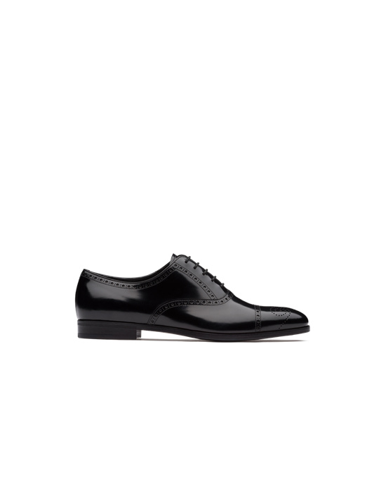 Prada Brushed Kozene Oxford Shoes Čierne | QGOMCF765