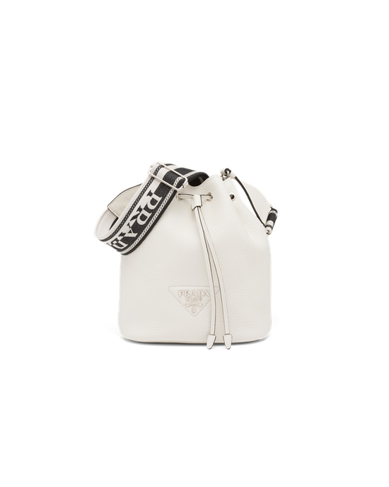 Prada Kozene Bucket Bag Biele | PFYDBS650