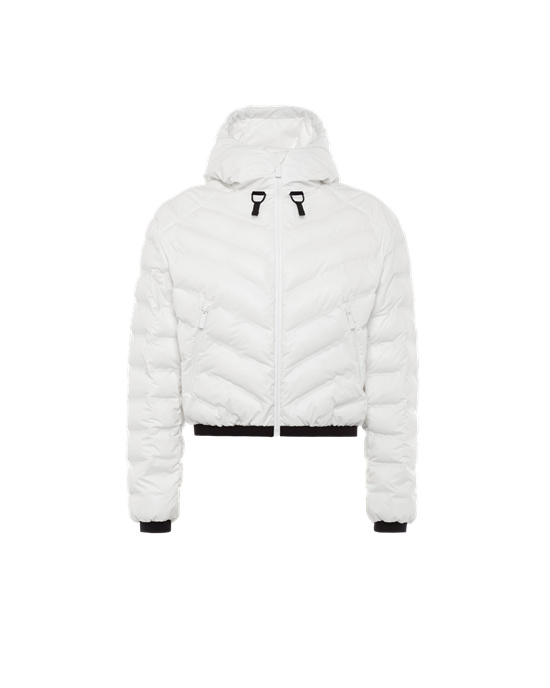 Prada Light Nylon S Kapucňou Puffer Jacket Biele | HRKLFI754