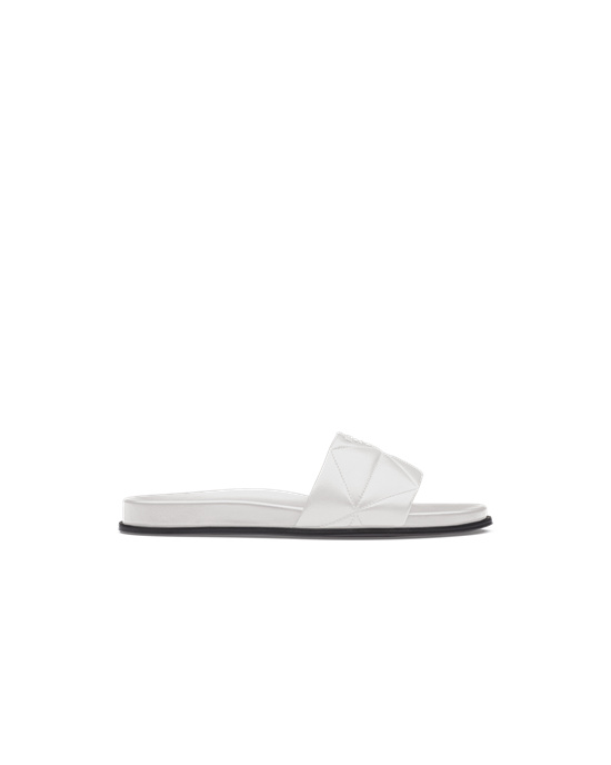 Prada Nappa Kozene Slides Biele | UPXWEH263