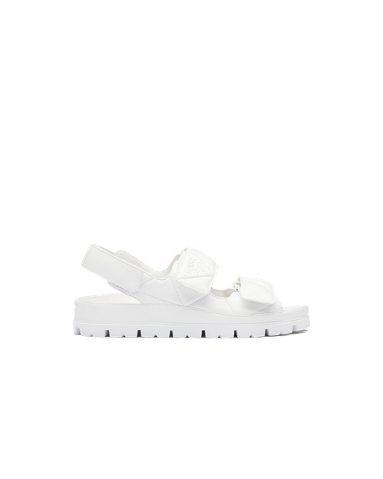 Prada Padded Nappa Kozene Sandals Biele | GVAEOZ098