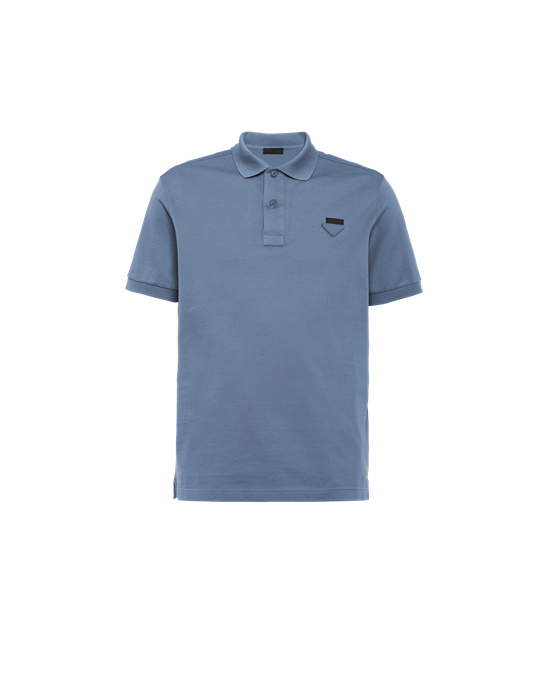 Prada Piqué Polo Shirt Modre | ZMHSAQ235