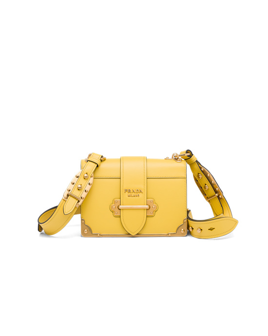 Prada Prada Cahier Kozene Bag Žlté | XGWQDR482