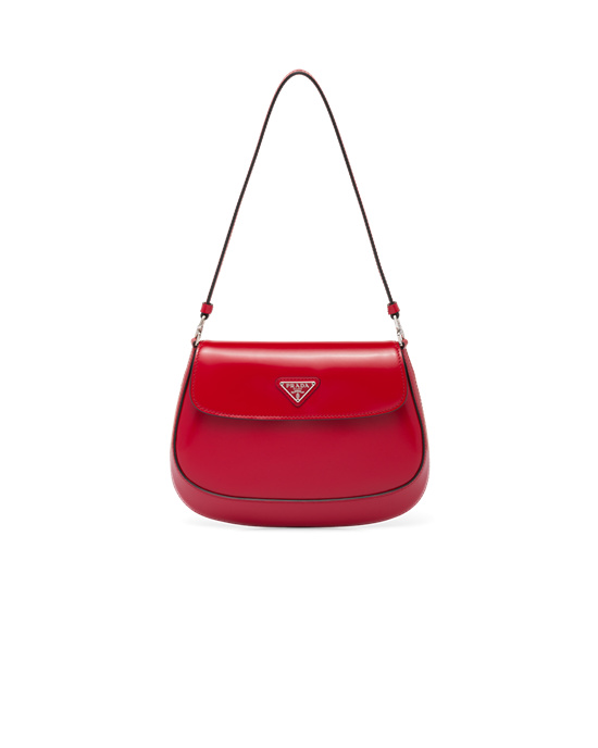 Prada Prada Cleo Brushed Kozene Shoulder Bag With Flap Scarlet | ETFJWB430