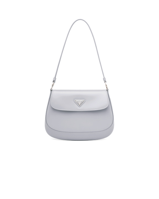 Prada Prada Cleo Brushed Kozene Shoulder Bag With Flap Modre | PTBRCH295