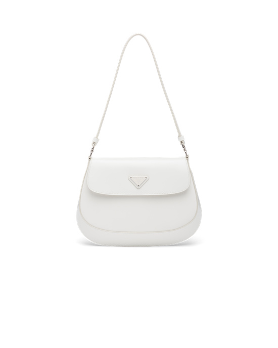 Prada Prada Cleo Brushed Kozene Shoulder Bag With Flap Biele | QBEMFK832