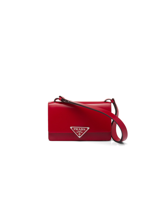 Prada Prada Emblème Brushed-leather Bag Scarlet | ZYHUSO904