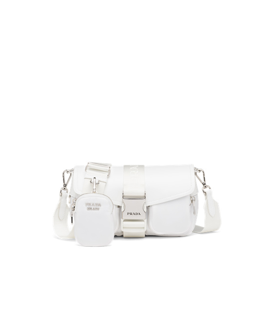 Prada Prada Pocket Nylon And Brushed Kozene Bag Biele | TDIREQ896